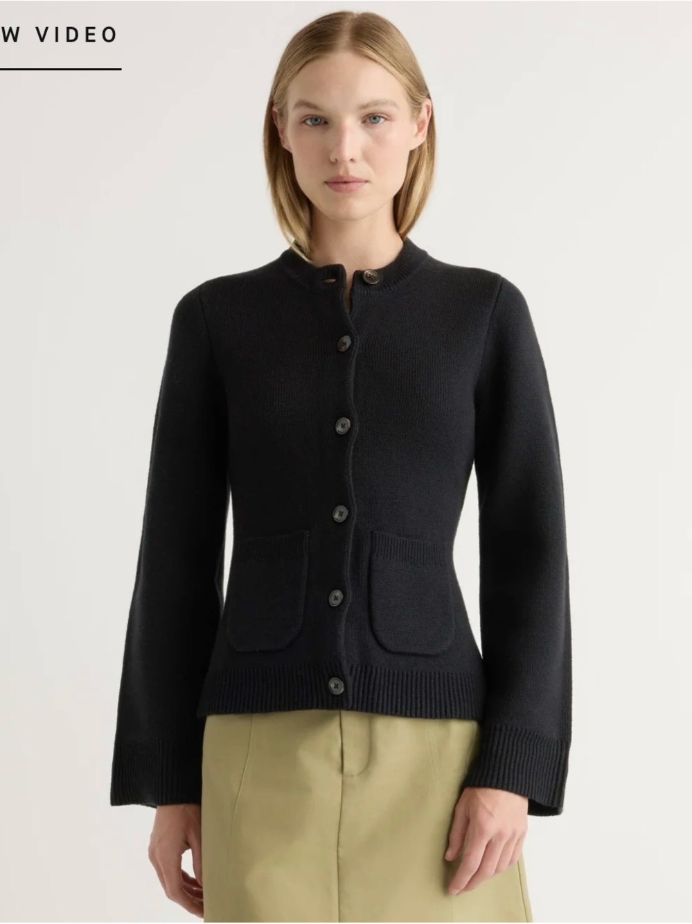 Modern Citizen Black Ribbed Button Cardigan